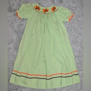 CANDYLAND Turkey Thanksgiving Smocked Gingham Dress size 5 Girls